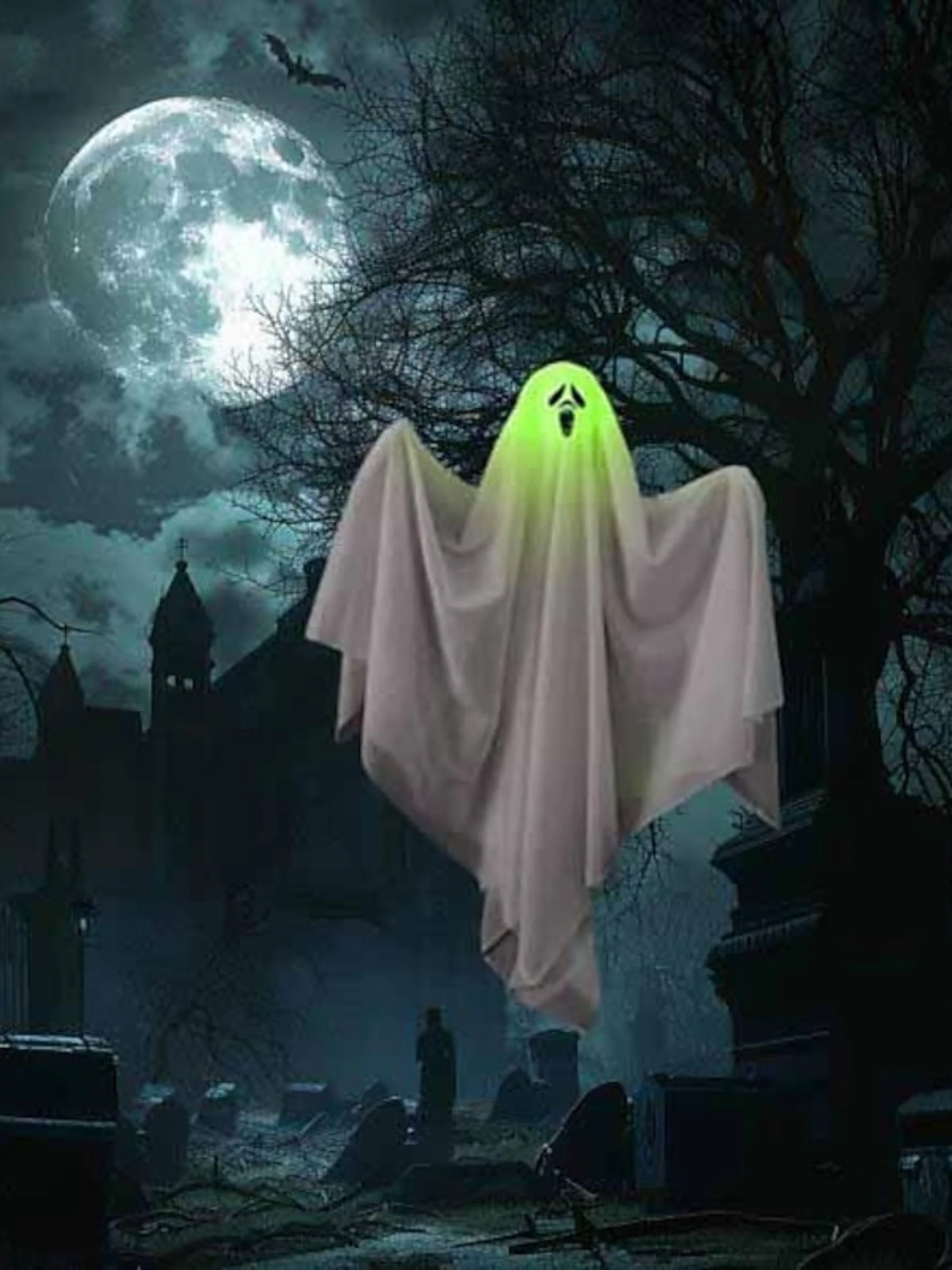 Glowing Hanging Horror LED Ghost Scary Ambiance Light Halloween Decorative Props - Image 12