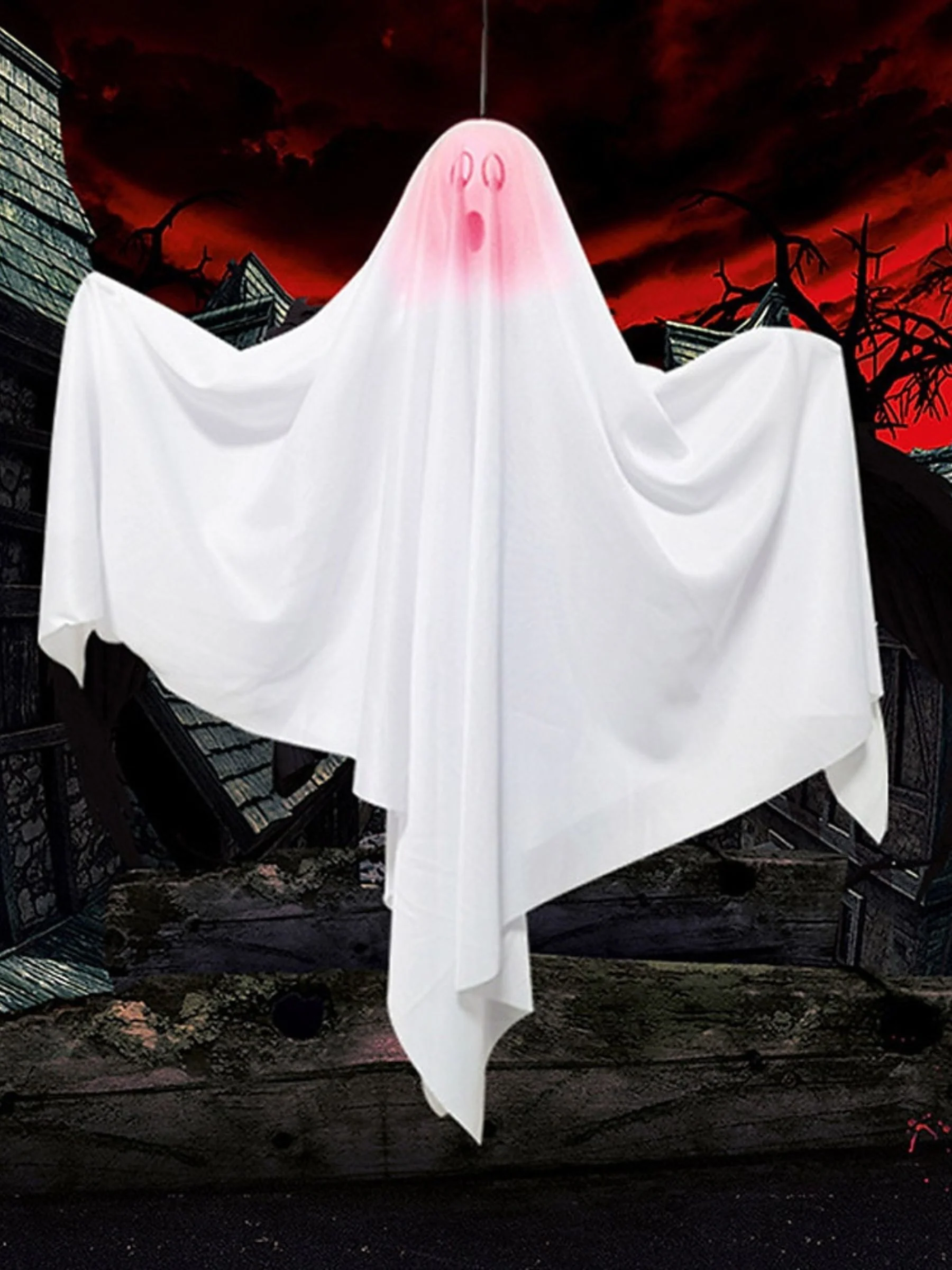 Glowing Hanging Horror LED Ghost Scary Ambiance Light Halloween Decorative Props - Image 2