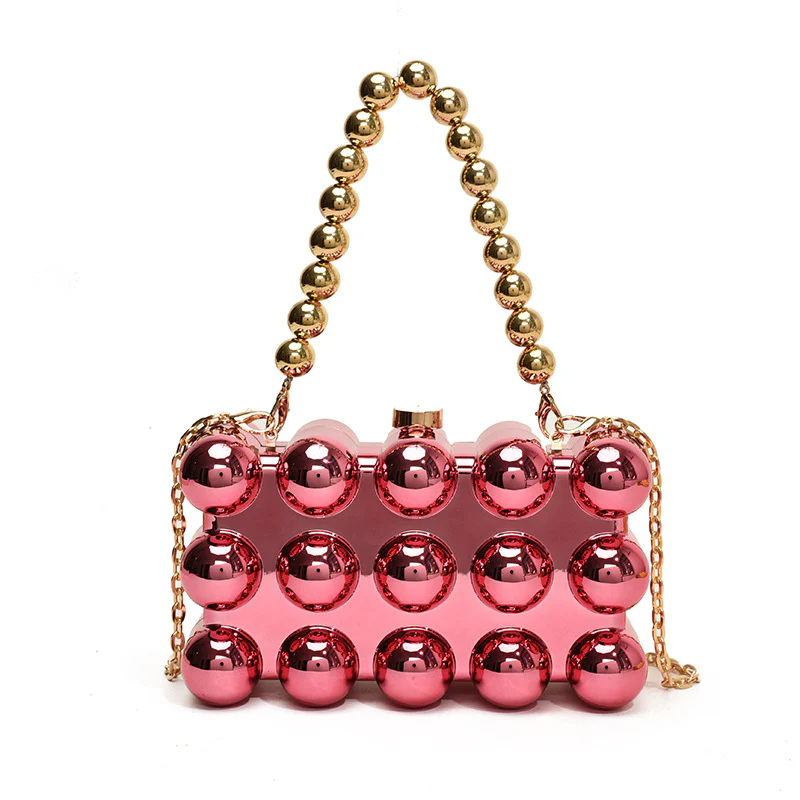 Gold Fashionable Retro Metal Ball Minimalist Chain Bags - Image 16