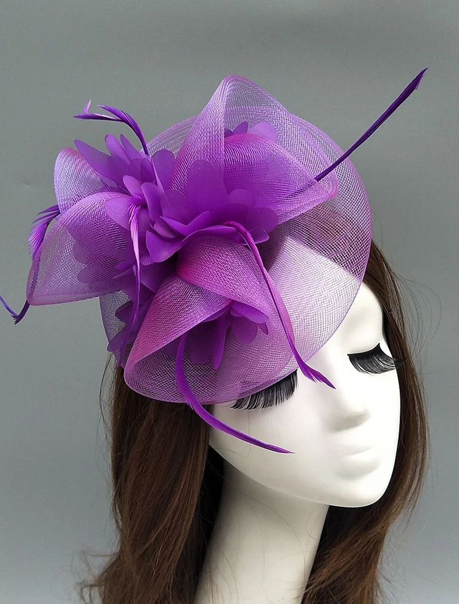 Gold Floral Feather Kentucky Derby Hat Horse Race Retro Fascinators/Headpiece - Image 4