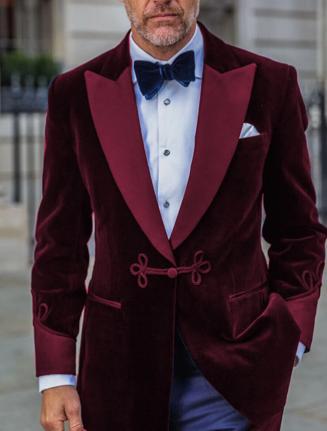 Green Red Blue Pink Purple Men's Tailored Fit Single Breasted One-button Velvet Formal Jacket - Image 5