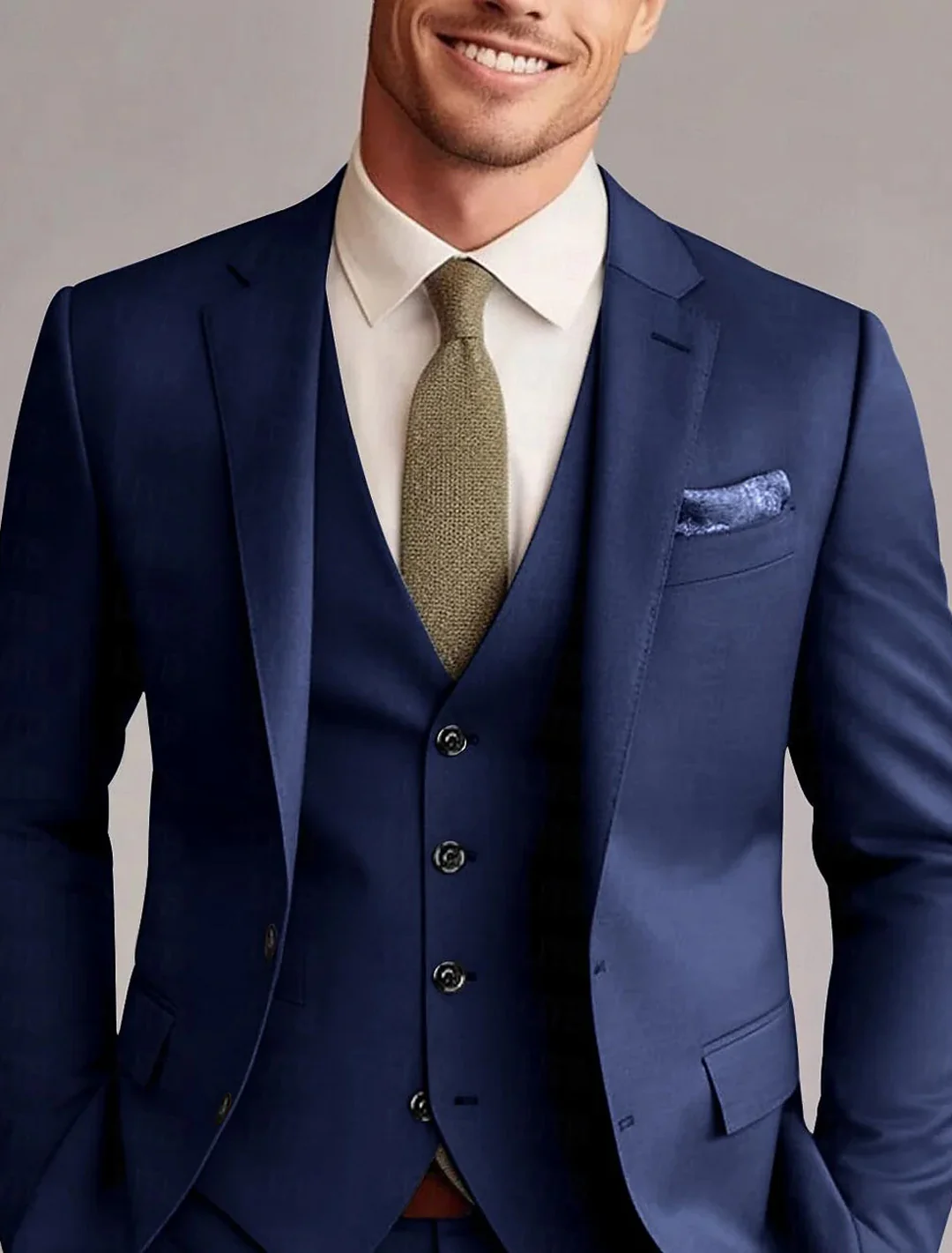 Green Red Blue Yellow Men's Tailored 3 Pieces Solid Colored Fit Single Breasted Two-buttons Wedding Suits - Image 6