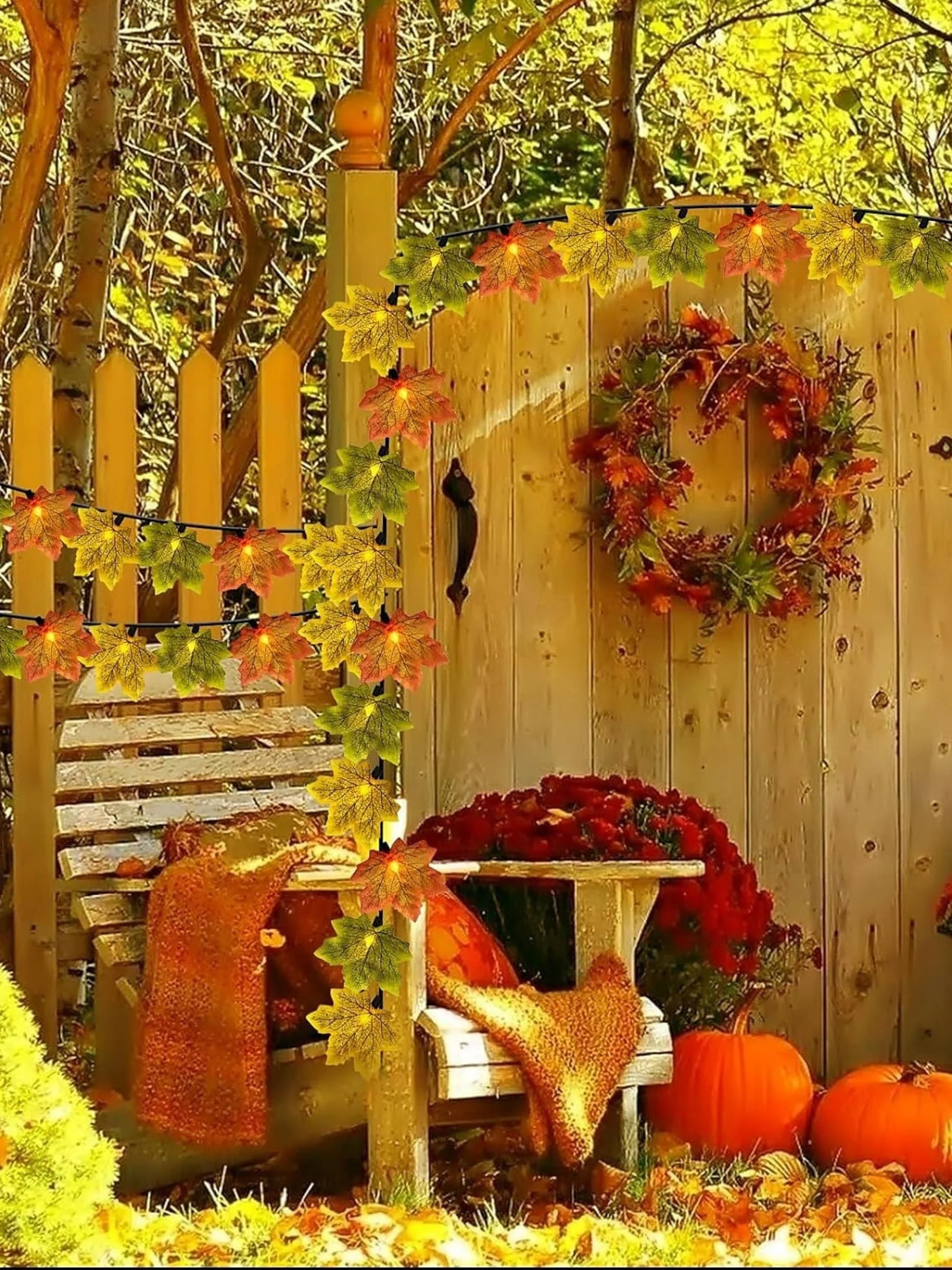 Halloween /Autumn Artificial Maple Leaf Decoration Atmosphere String Lights - Image 3