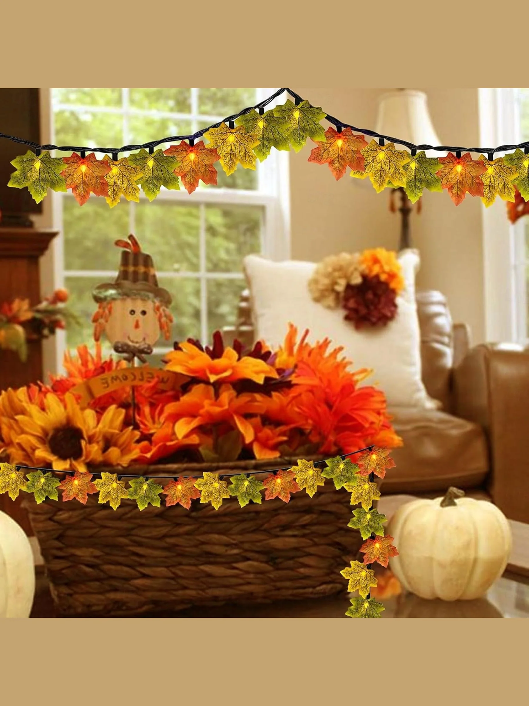 Halloween /Autumn Artificial Maple Leaf Decoration Atmosphere String Lights - Image 4