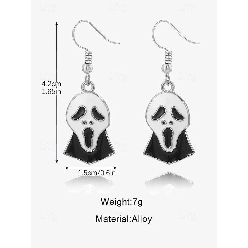 Halloween Black Bow Tie Red Diamond Pumpkin Gothic Earrings Jewelry Set - Image 12