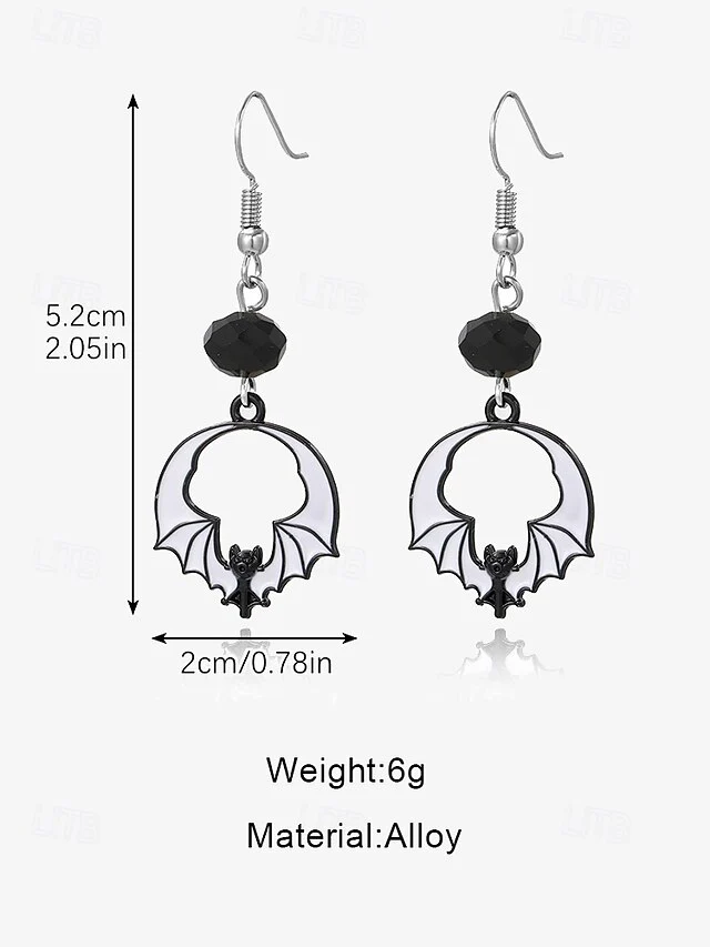 Halloween Black Bow Tie Red Diamond Pumpkin Gothic Earrings Jewelry Set - Image 13