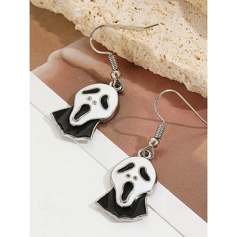 Halloween Black Bow Tie Red Diamond Pumpkin Gothic Earrings Jewelry Set - Image 5
