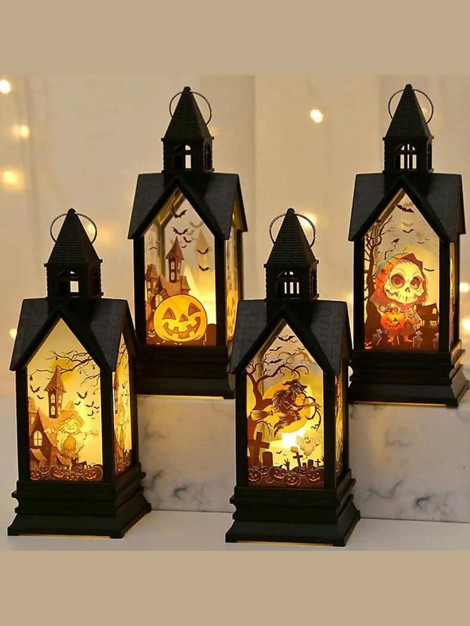 Halloween Black Retro Castle LED Candle Table Lamp Decoration Prop - Image 10