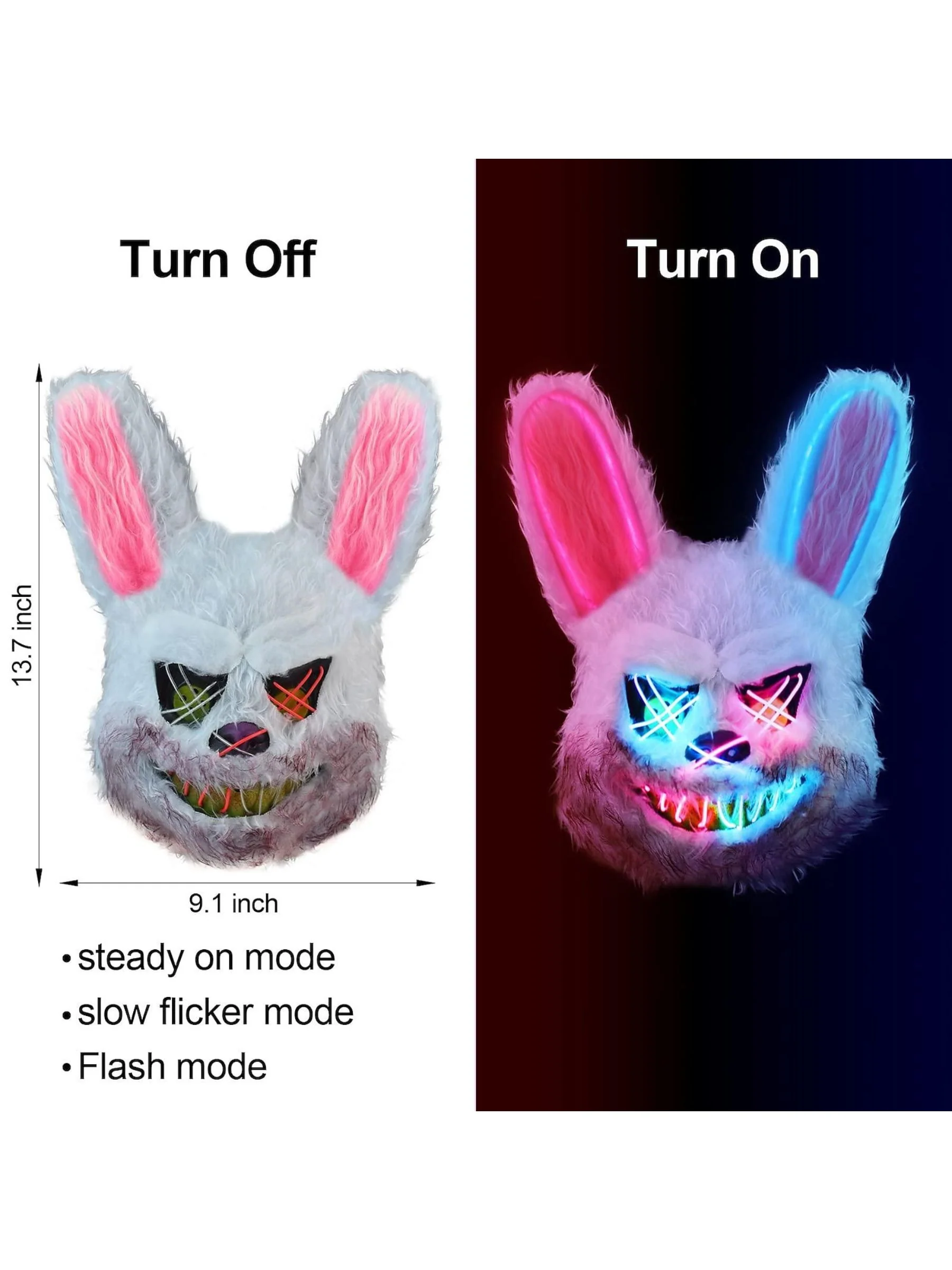 Halloween Cartoon Scary Plush Stitched Glow Mask - Image 6