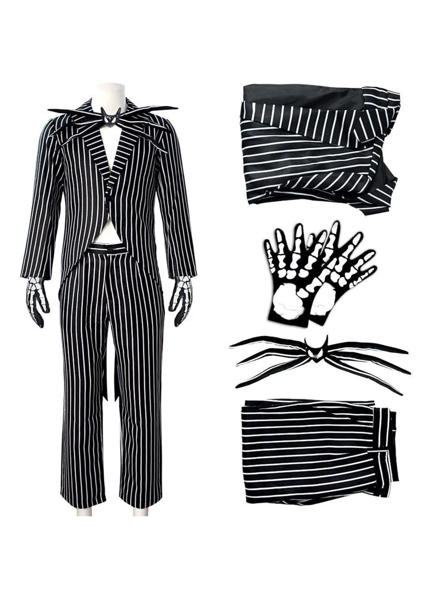 Halloween Classic Black and White Striped Bat Bow Tie Couple Masquerade Costume - Image 10