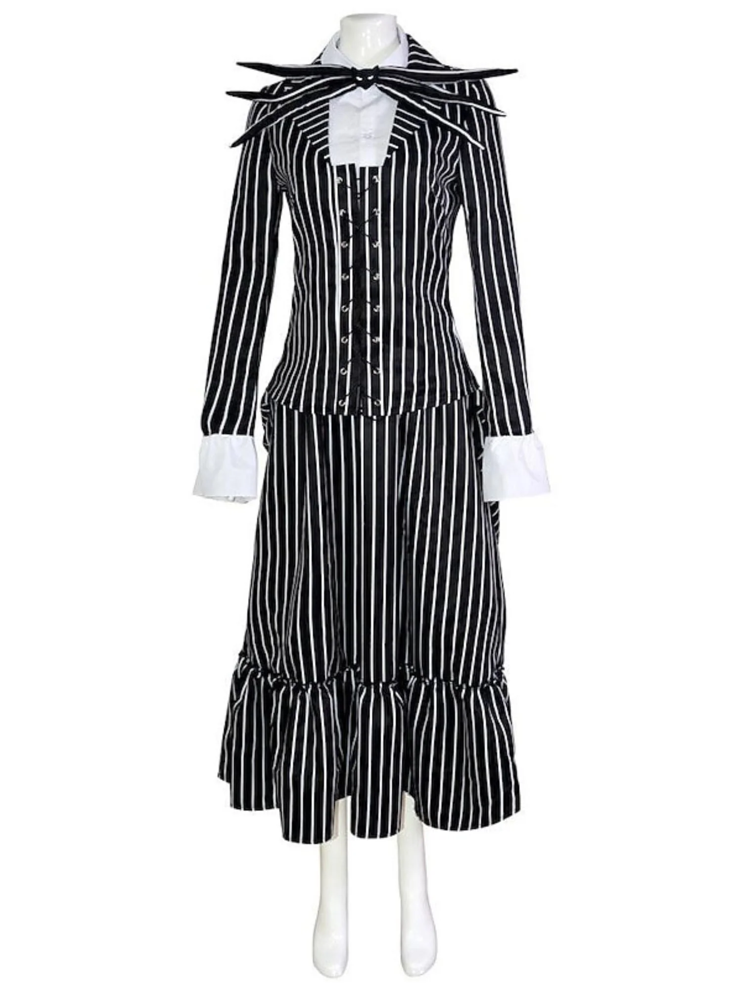 Halloween Classic Black and White Striped Bat Bow Tie Couple Masquerade Costume - Image 7