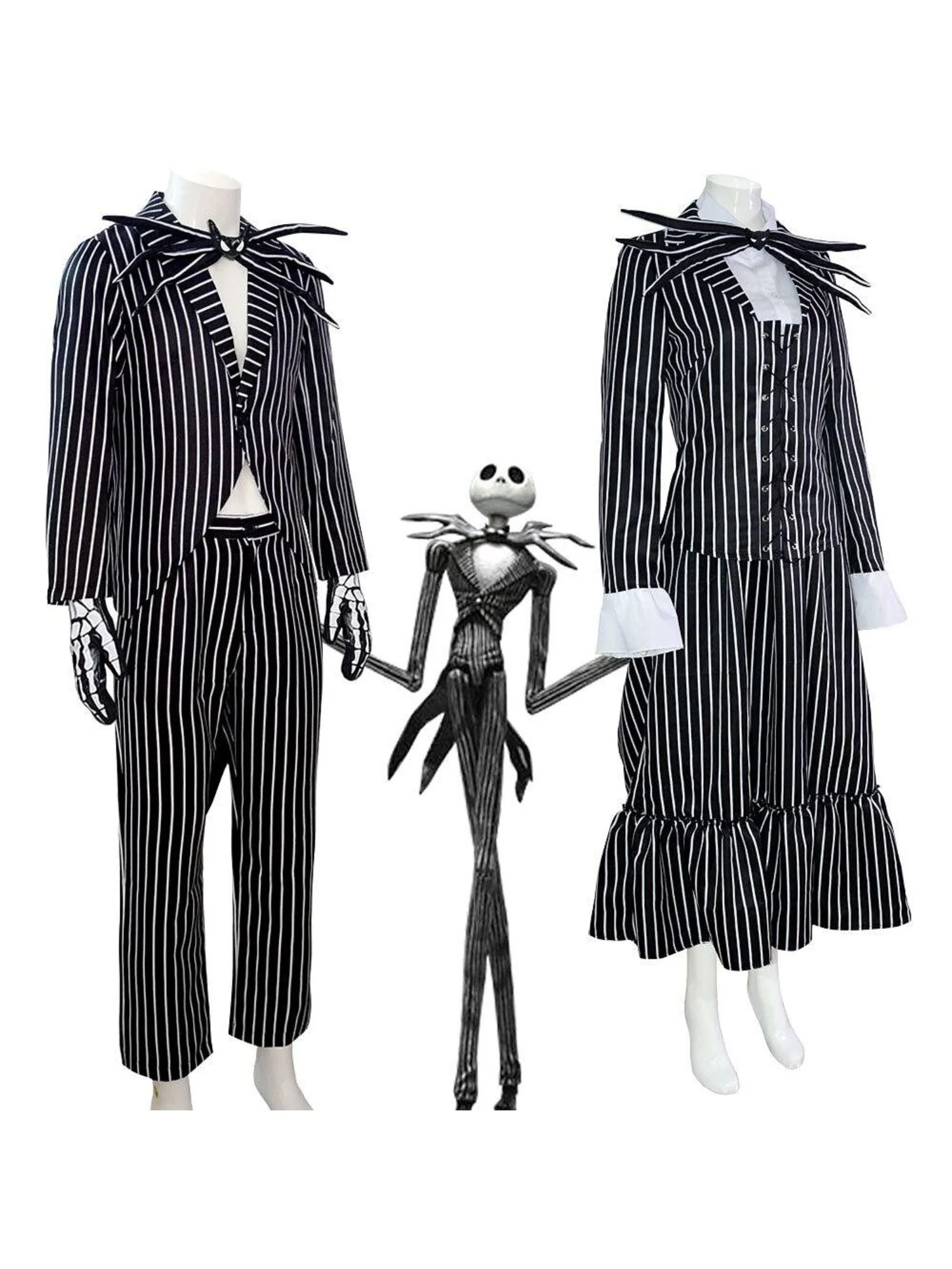 Halloween Classic Black and White Striped Bat Bow Tie Couple Masquerade Costume - Image 8