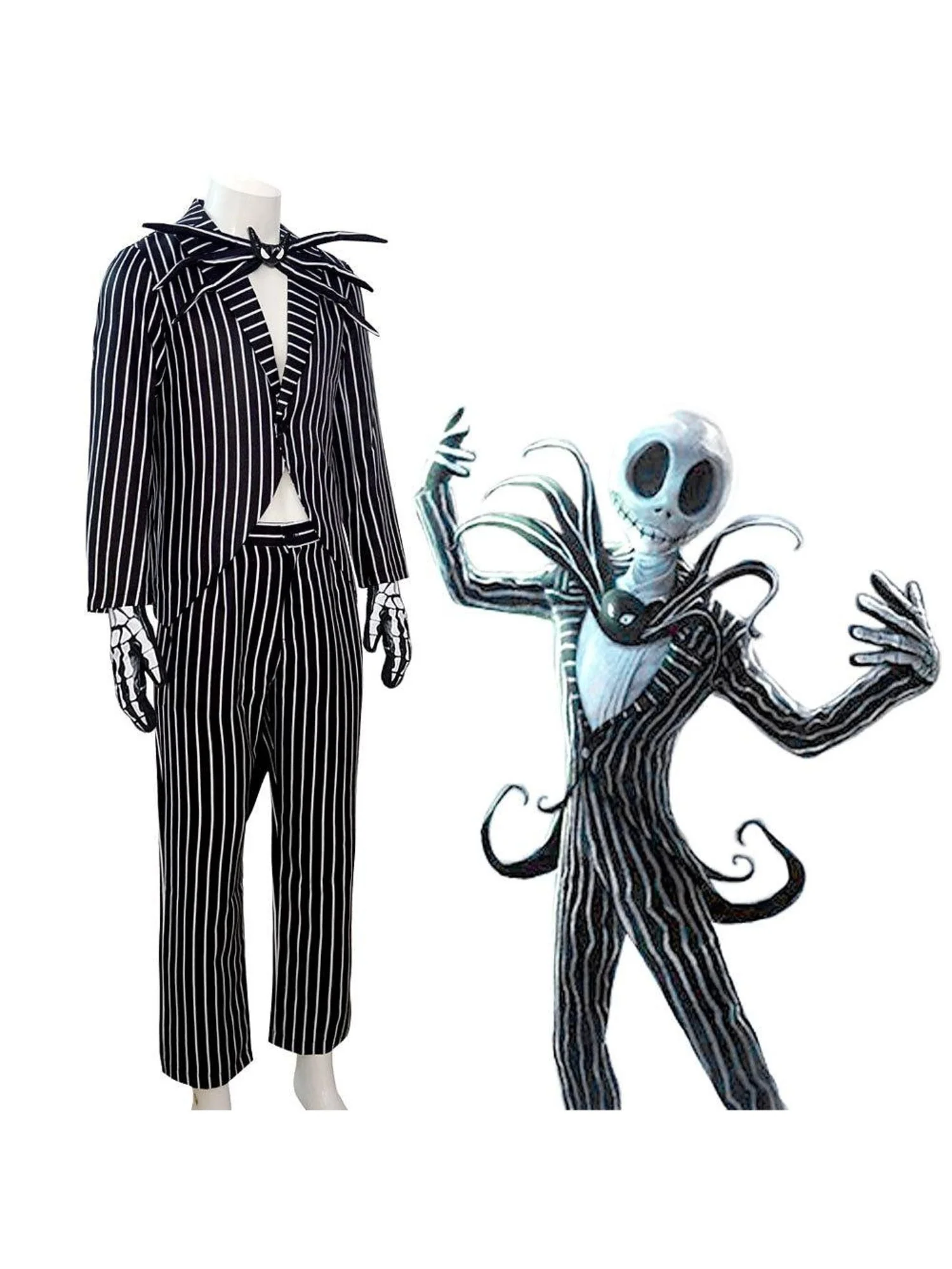 Halloween Classic Black and White Striped Bat Bow Tie Couple Masquerade Costume - Image 9