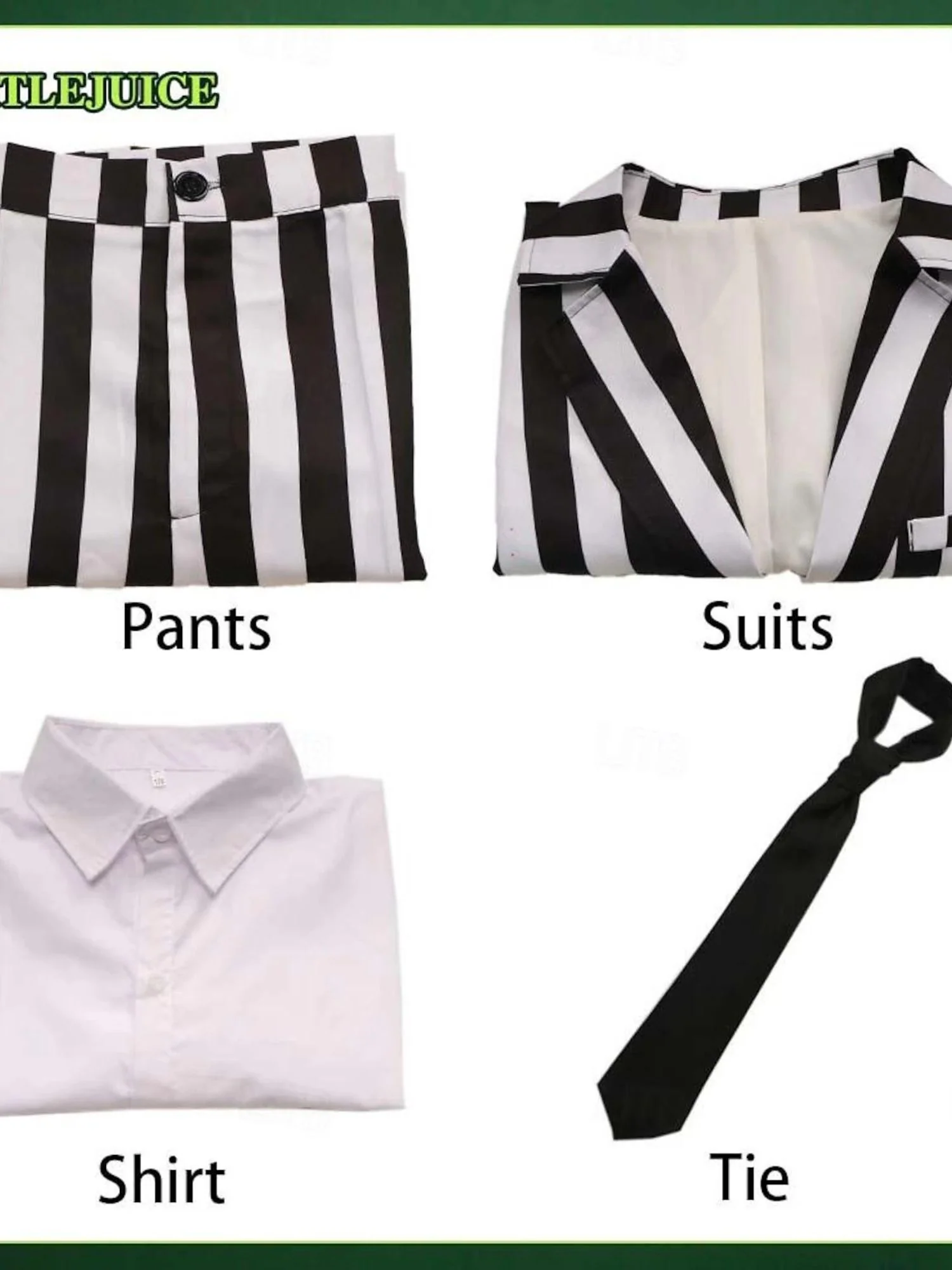 Halloween Classic Black and White Striped Men's Suits Horror Movie Cosplay Costume - Image 6