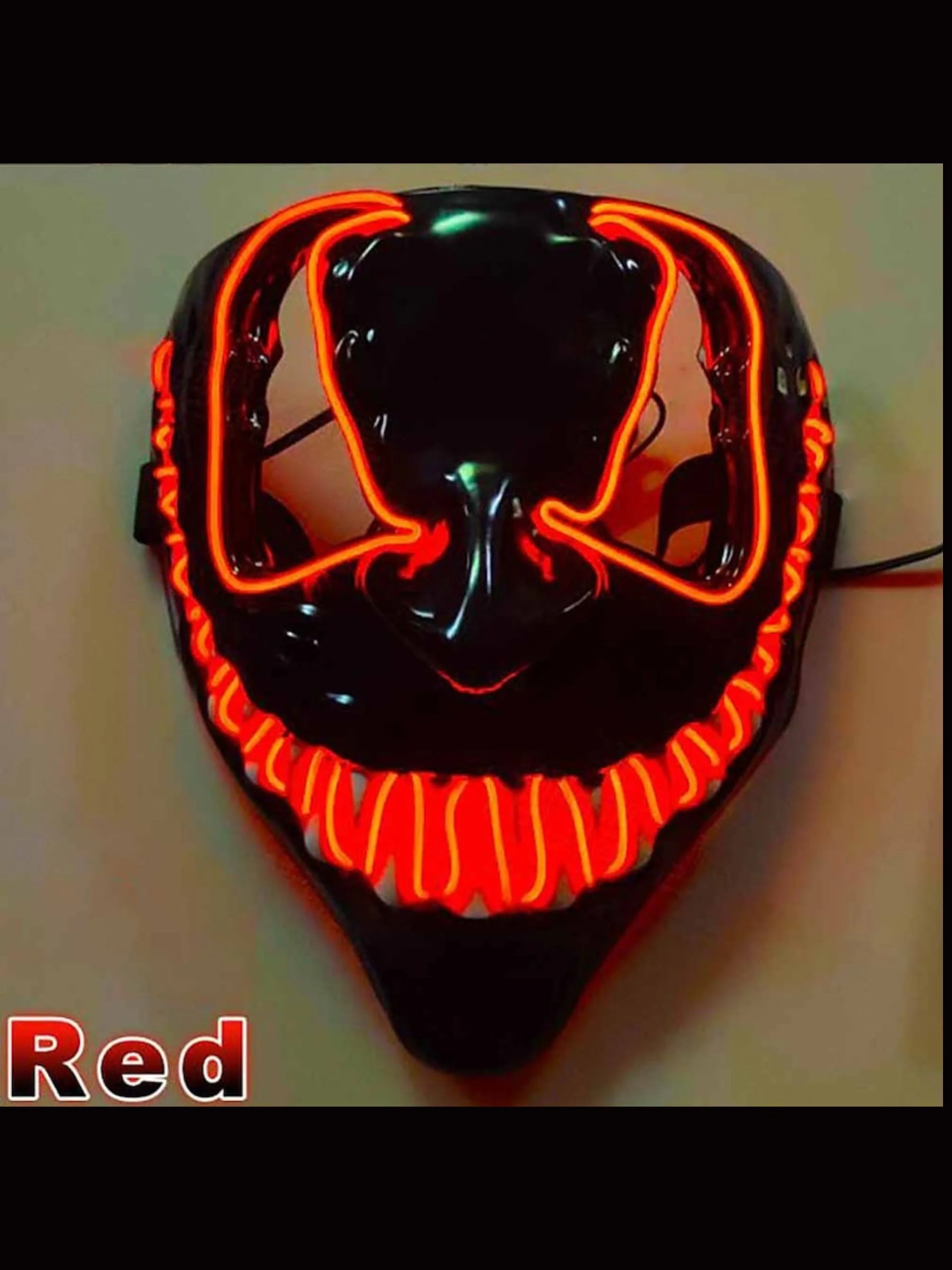 Halloween LED Dark Evil Neon Glowing Devil Mask Masquerade Props - Image 10