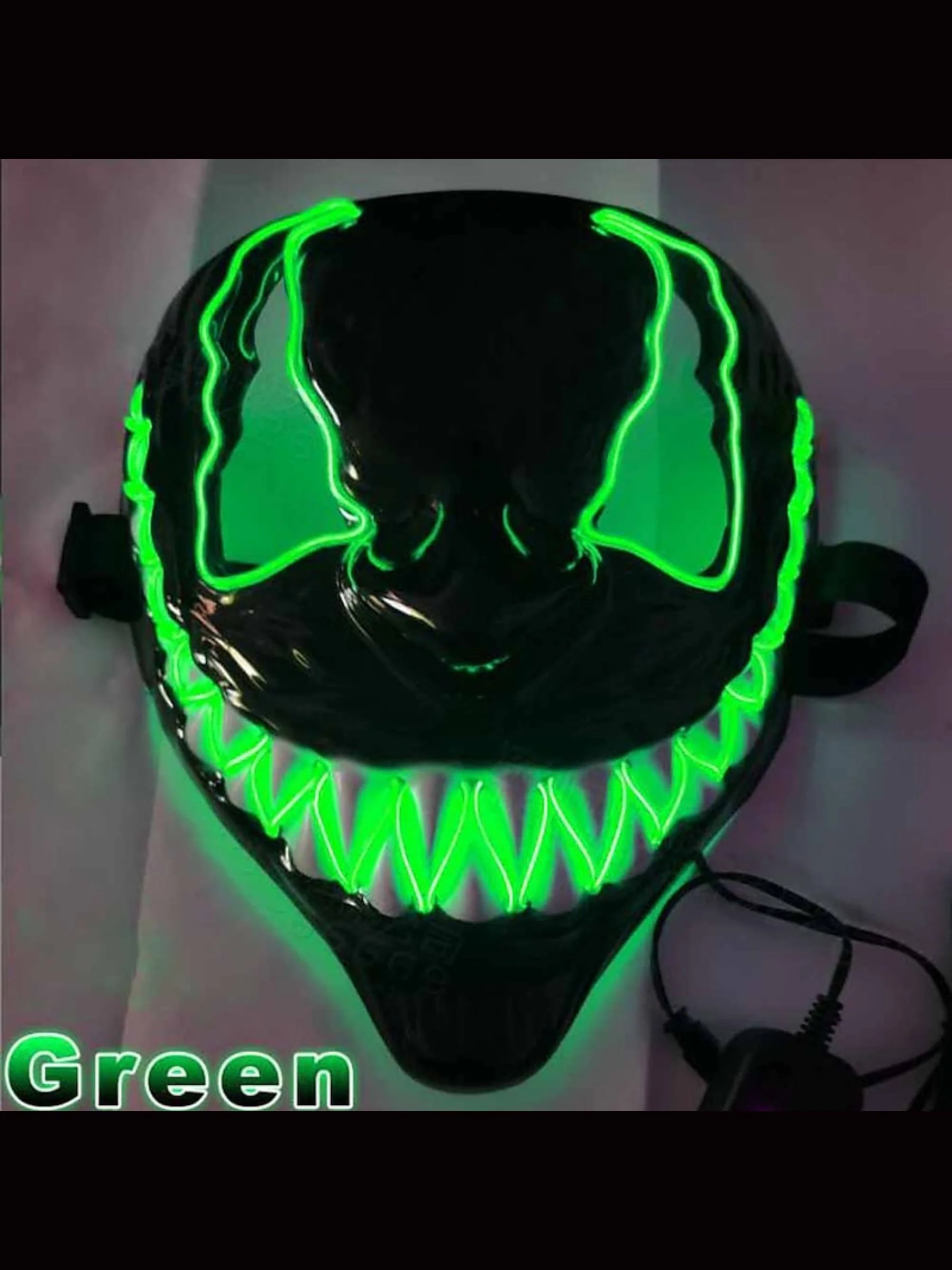 Halloween LED Dark Evil Neon Glowing Devil Mask Masquerade Props - Image 11