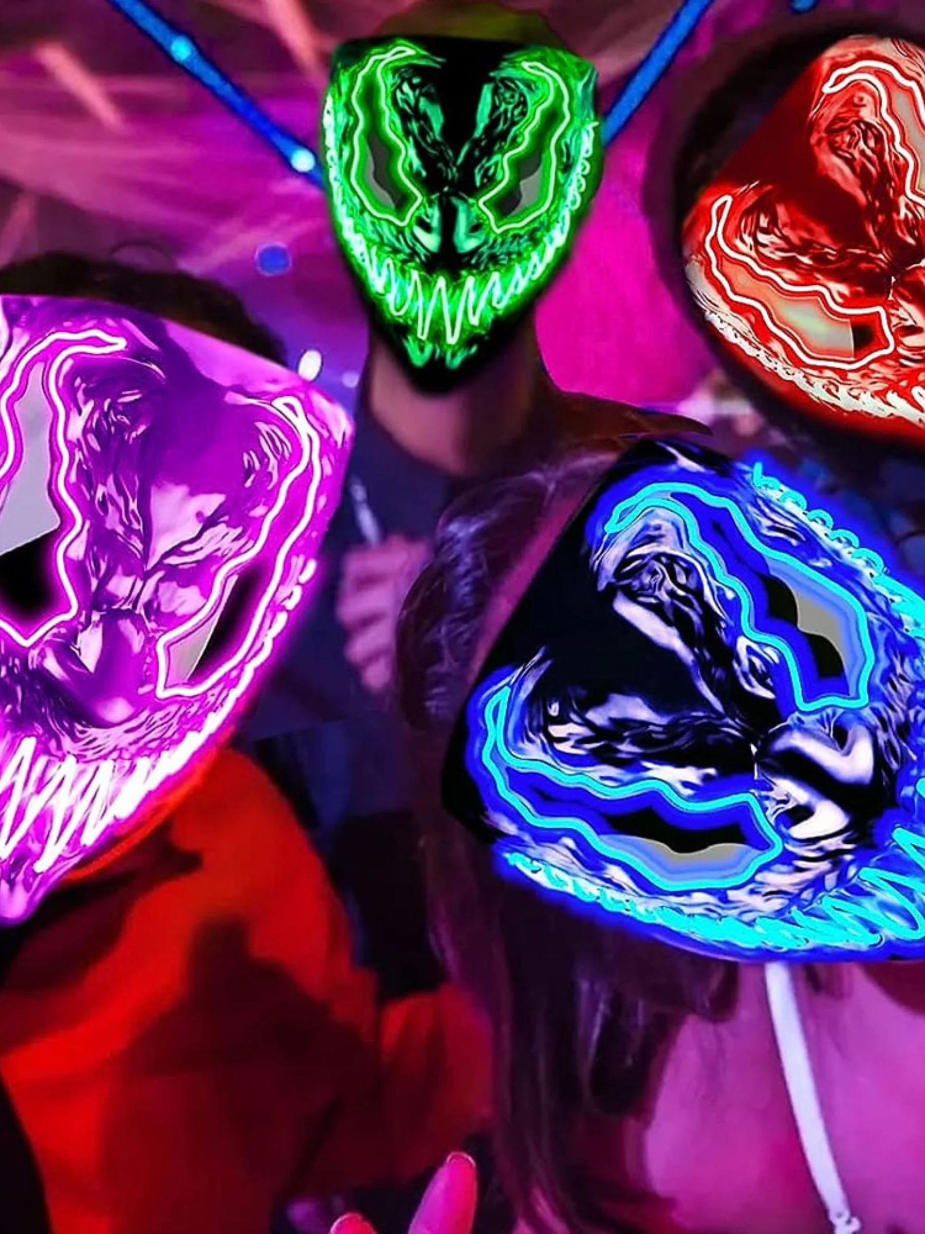 Halloween LED Dark Evil Neon Glowing Devil Mask Masquerade Props - Image 6
