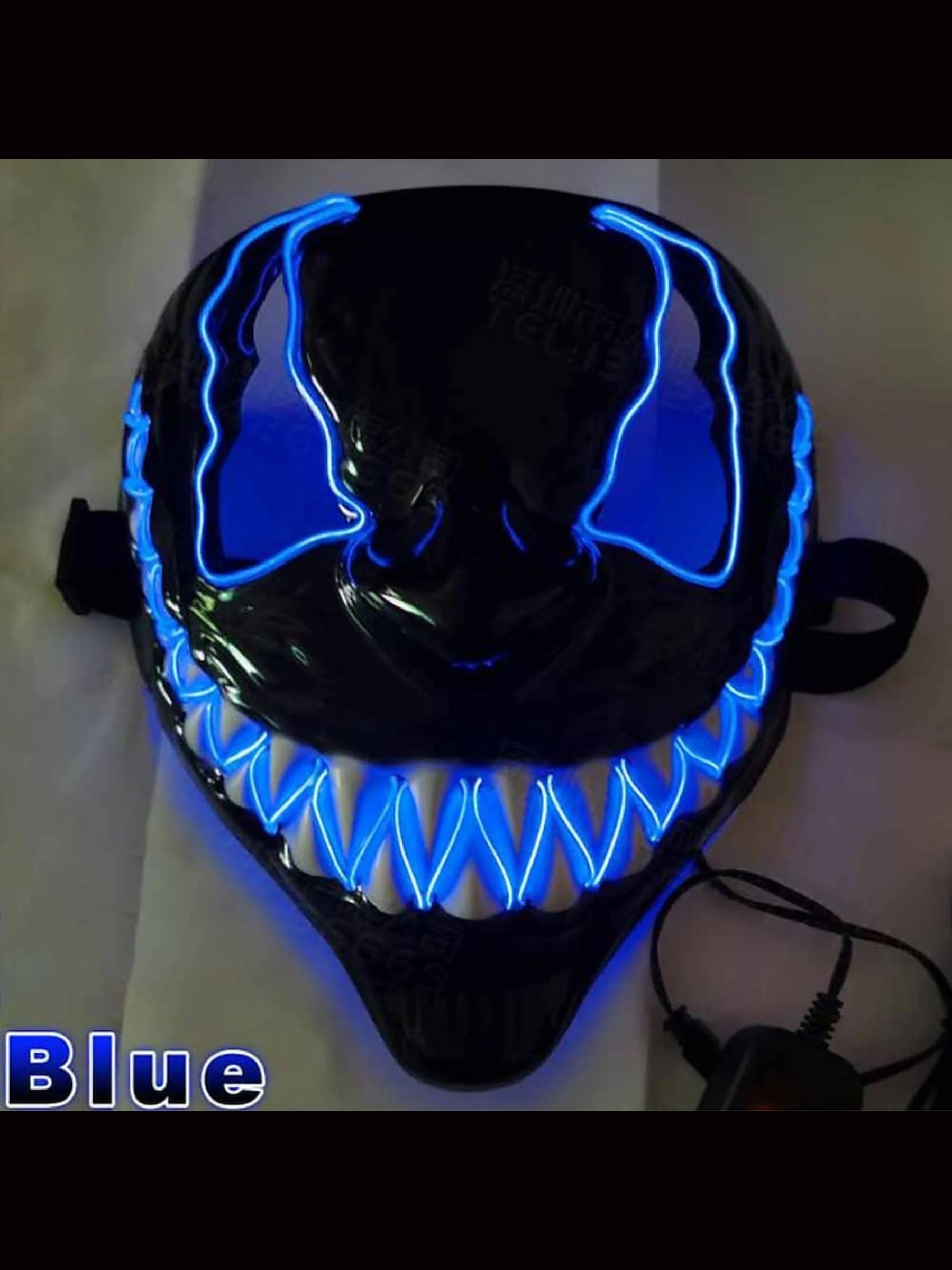Halloween LED Dark Evil Neon Glowing Devil Mask Masquerade Props - Image 9