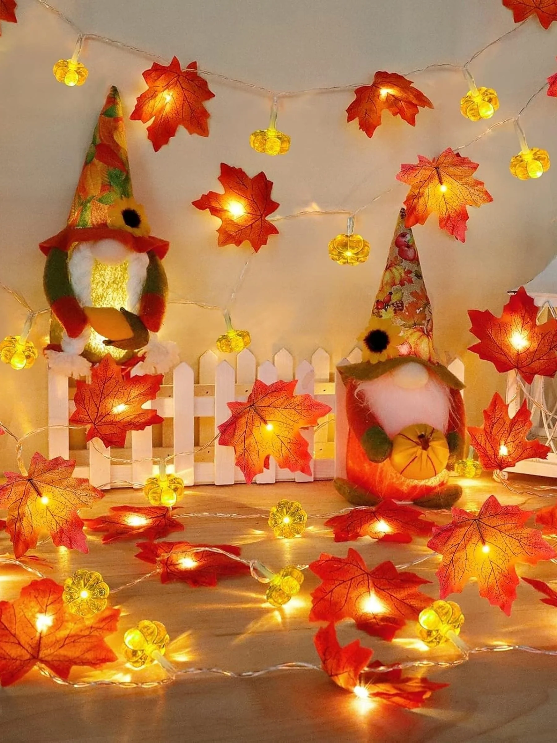Halloween Maple Leaf Pumpkin String Decoration Lights Costume Props - Image 5