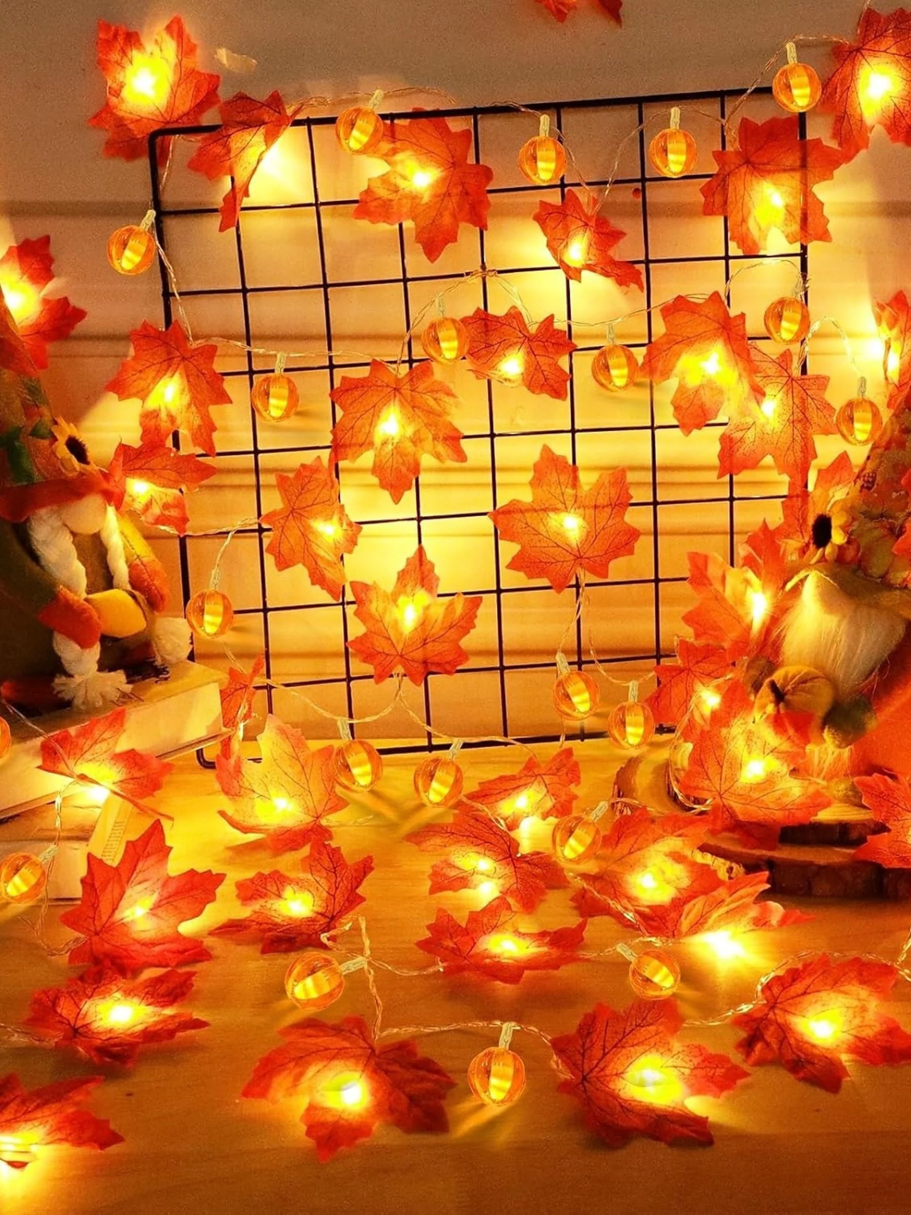 Halloween Maple Leaf Pumpkin String Decoration Lights Costume Props - Image 6