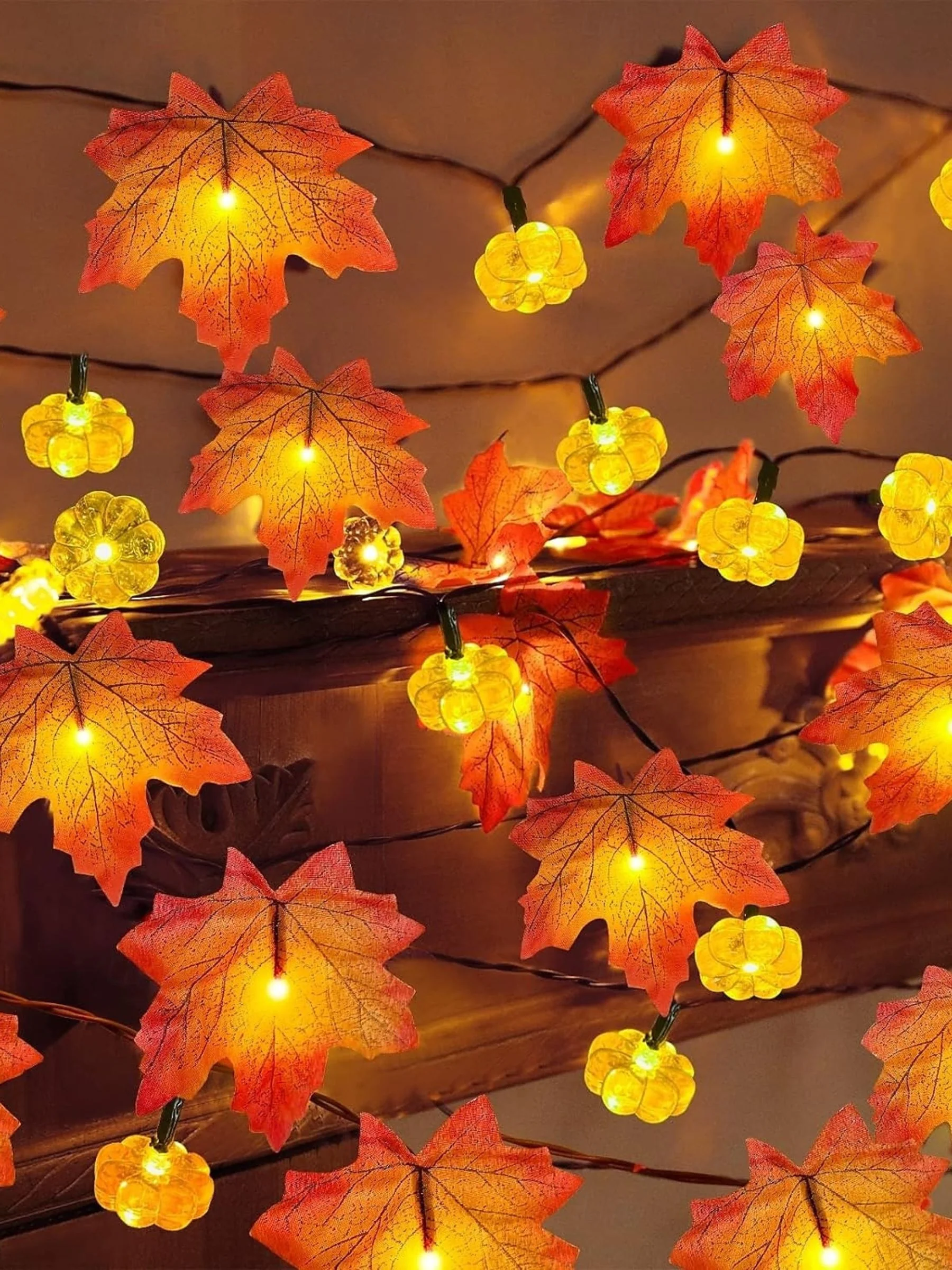 Halloween Maple Leaf Pumpkin String Decoration Lights Costume Props - Image 7