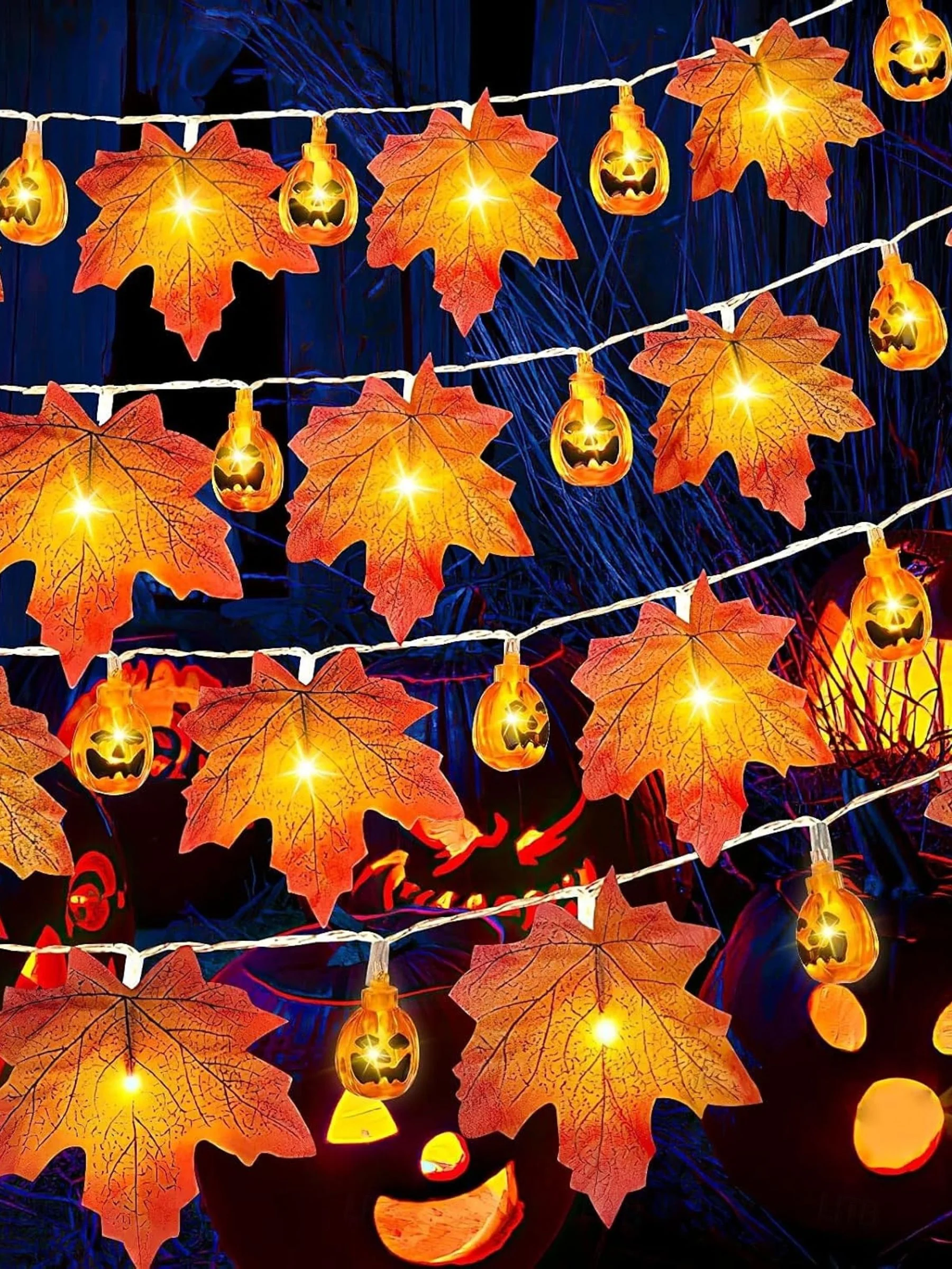 Halloween Maple Leaf Pumpkin String Decoration Lights Costume Props - Image 8