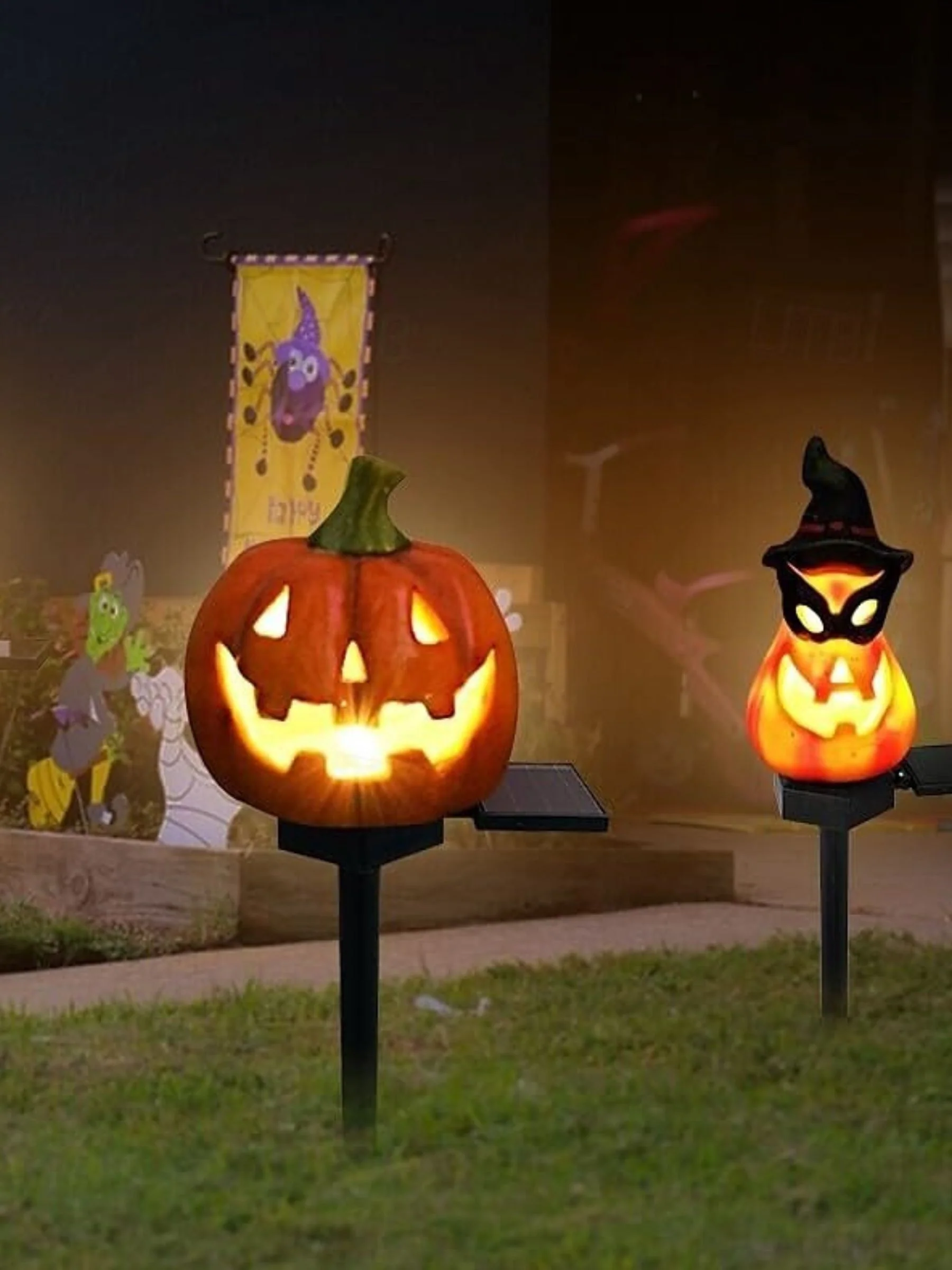 Halloween Outdoor Yard Recessed Floor Solar Decorative Pumpkin Lights - Image 2