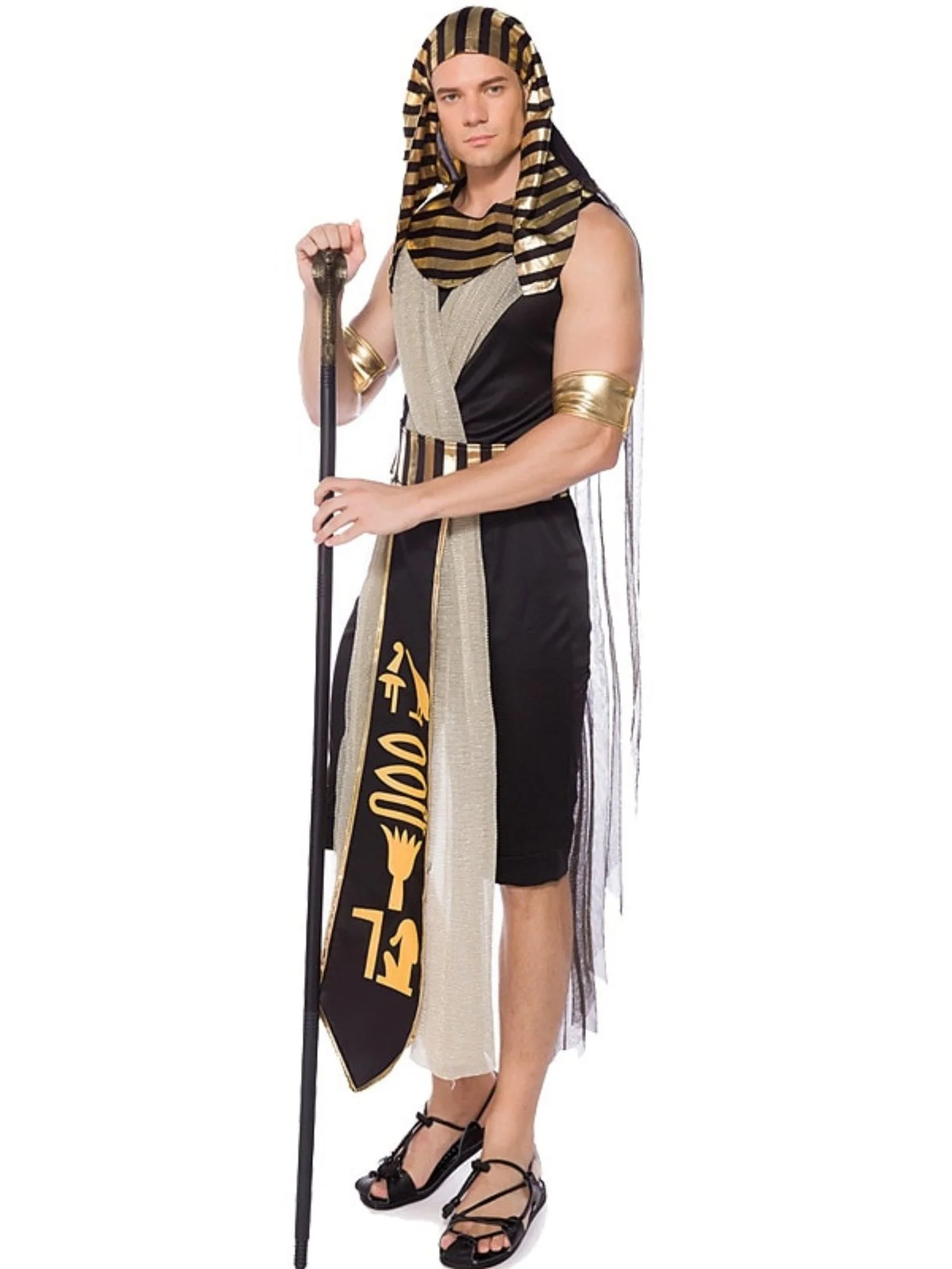 Halloween Simple Black Pharaoh Couple Costume Cosplay Masquerade Set - Image 8
