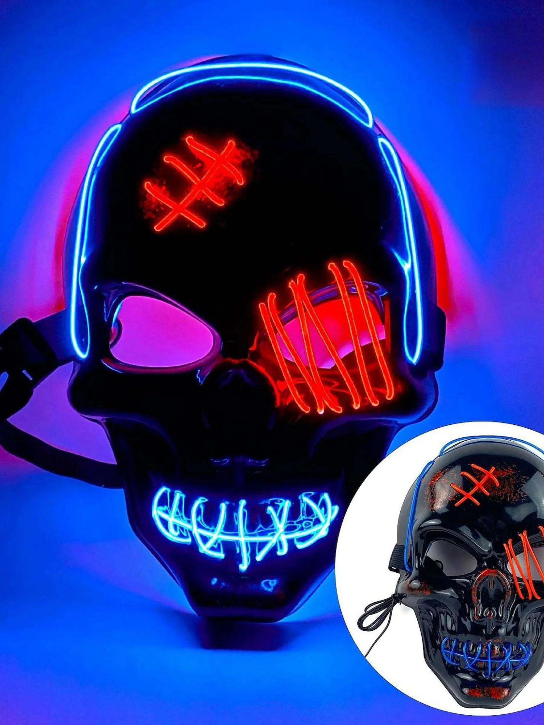 Halloween Skull Pirate LED Light Up Costume Mask Props - Image 11