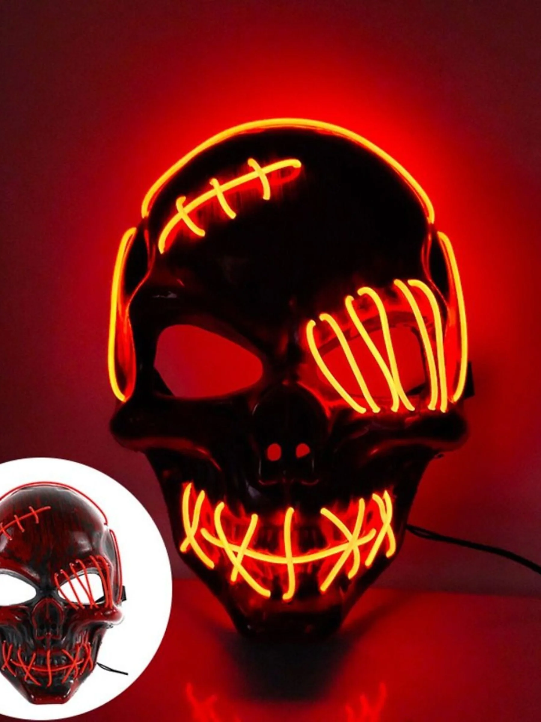 Halloween Skull Pirate LED Light Up Costume Mask Props - Image 17