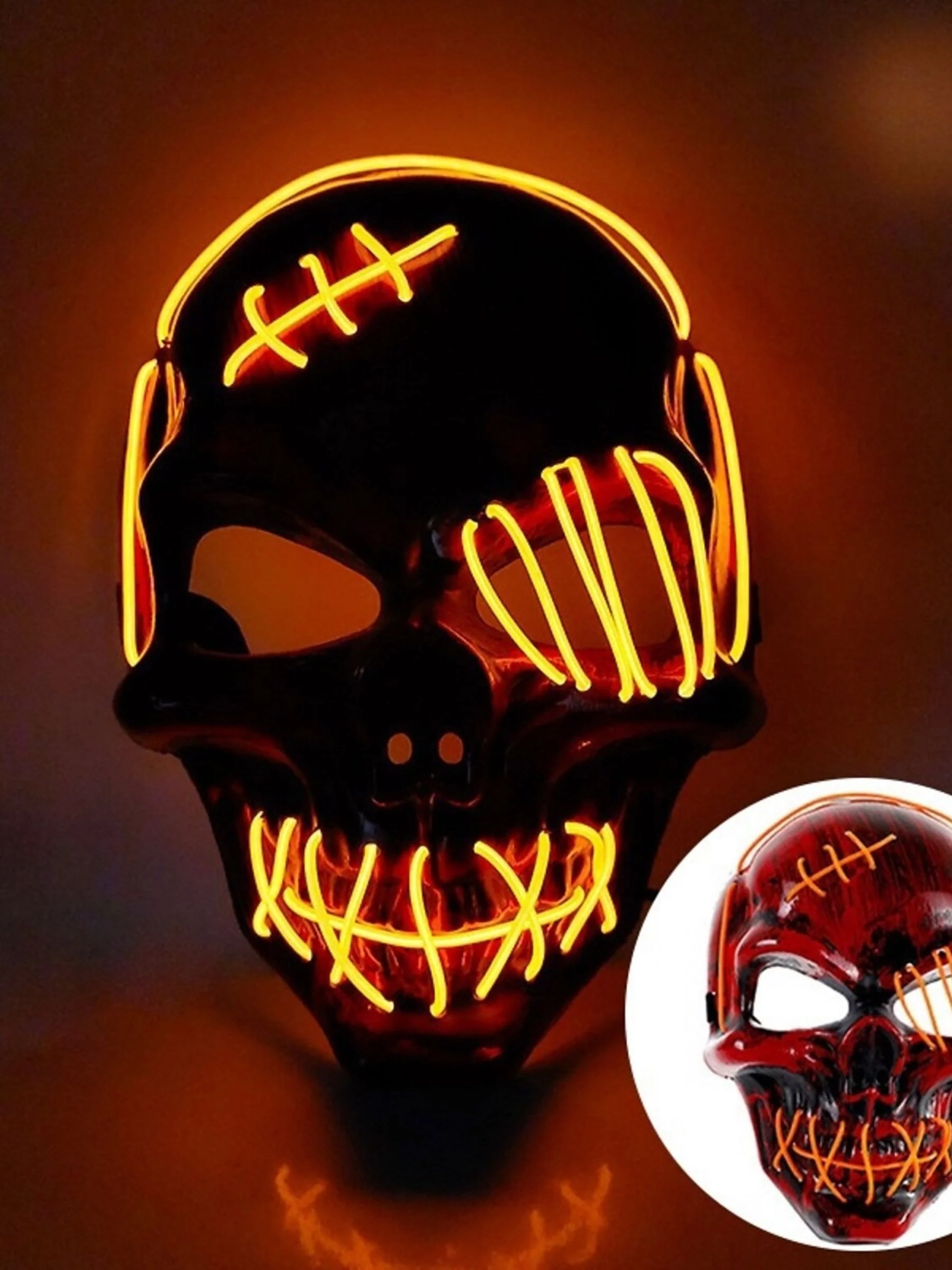 Halloween Skull Pirate LED Light Up Costume Mask Props - Image 8