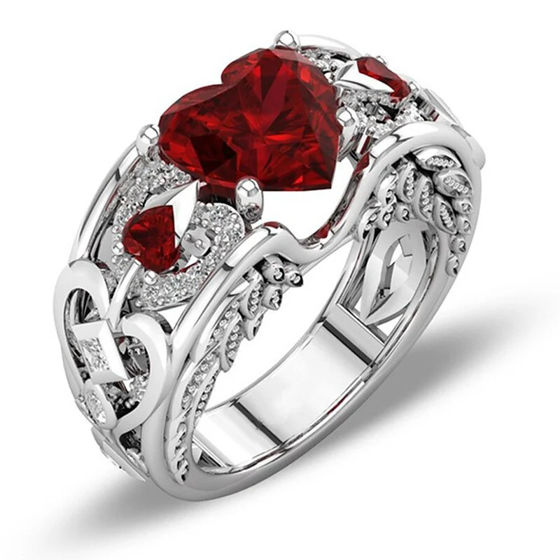 Heart Shaped Square Zircon Couple Ring Valentine's Day Engagement Wedding Jewelry - Image 2