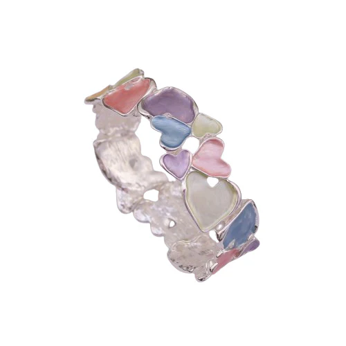 High-End Enamel Geometrical Cutout Heart Alloy Stretch Bracelet - Image 7