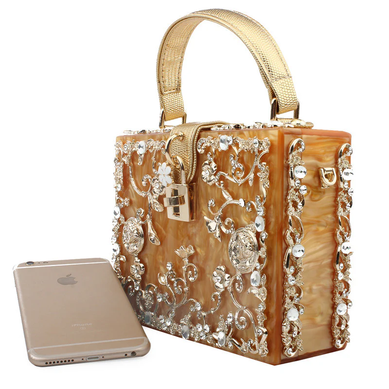 Imitation Diamond Acrylic Box Hand Bags - Image 5