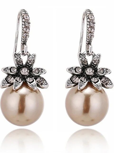 Imitation Pearl Drop Earrings For Women's Wedding Work Daily Long Drop Earrings
