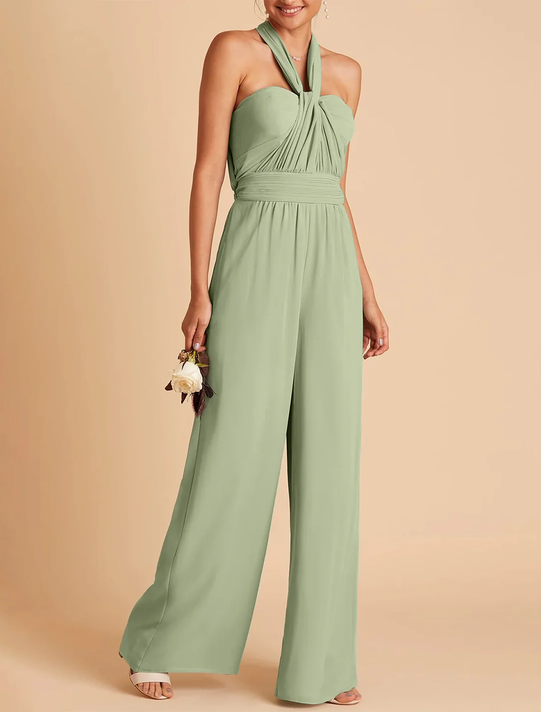 Jumpsuits Halter Floor-length Long Bridesmaid Dresses - Image 3