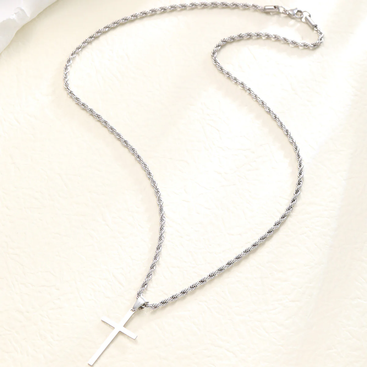 KC Gold Thin Spiral Chain Cross Pendant Minimalist Necklace - Image 5
