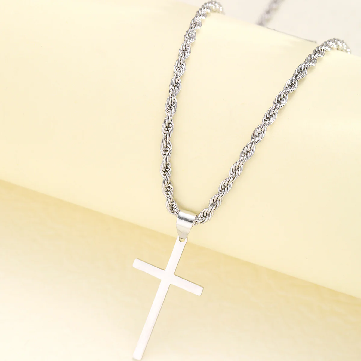 KC Gold Thin Spiral Chain Cross Pendant Minimalist Necklace - Image 6