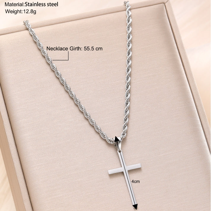 KC Gold Thin Spiral Chain Cross Pendant Minimalist Necklace - Image 9