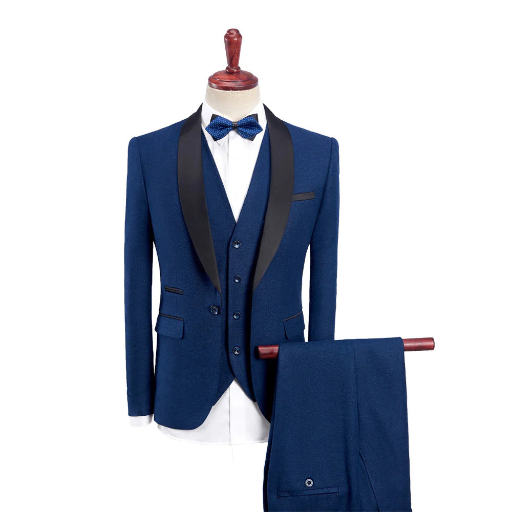 Khaki Burgundy Blue Gray Black Men's Tailored Fit Single Breasted One-button 3 Pieces Solid Colored Wedding Suits - Image 5