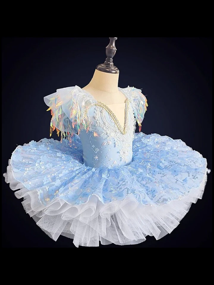 Kids' Dancewear Ballet Dancewear Pearls Splicing Paillette Girls' Performance Dress - Image 3