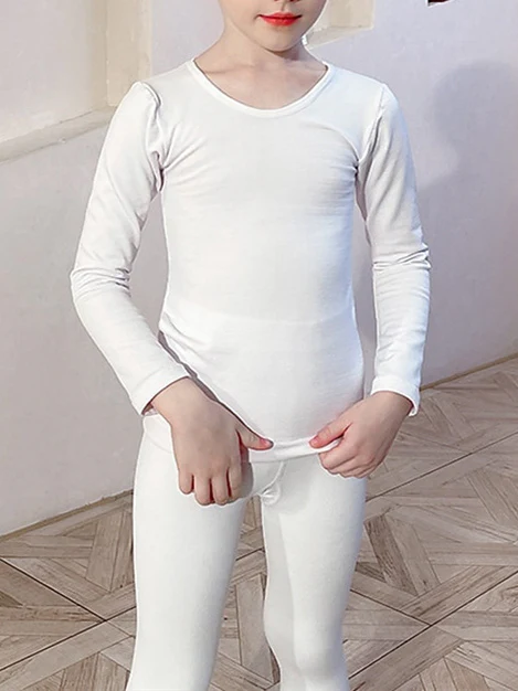 Kids' Dancewear Pure Color Long Sleeve Girls' Performance & Cotton Blend - Image 3