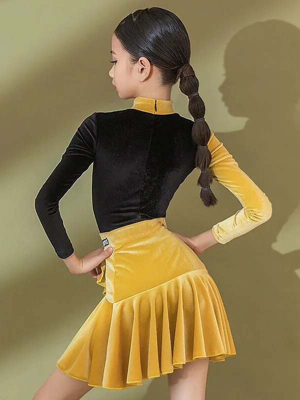 Kids' Dancewear Skirts Pattern/Print Long Sleeve Girls' Performance Polyester Velvet - Image 2