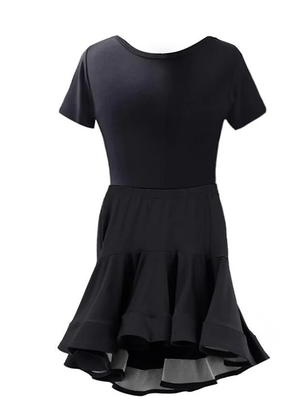 Kids' Dancewear Skirts Pleats Splicing Short Sleeve Girls' Performance & Nylon - Image 3