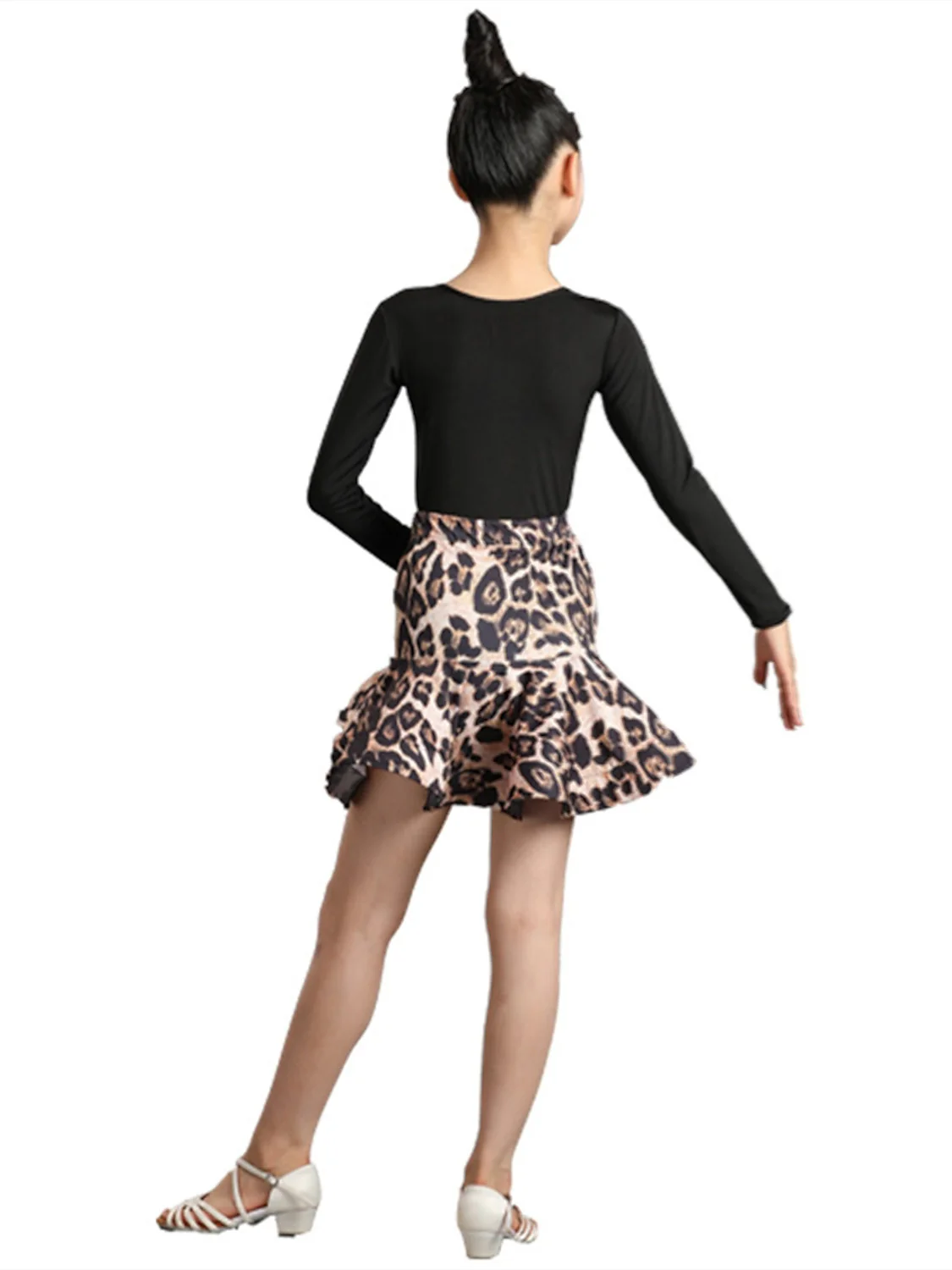 Kids' Dancewear Skirts Polyester Velvet Pleats Pattern/Print Long Sleeve Girls' Performance - Image 2