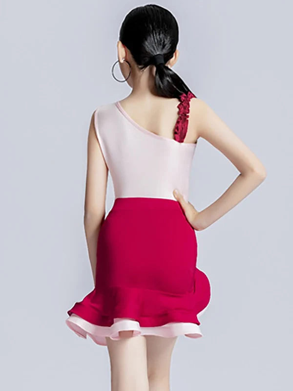 Kids' Dancewear Skirts Sleeveless Side Draping Splicing Girls' Performance Polyester - Image 2