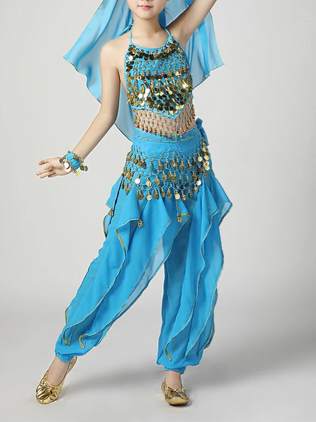 Kids' Dancewear Splicing Short Sleeve Girls' Performance Polyester Sequined - Image 8