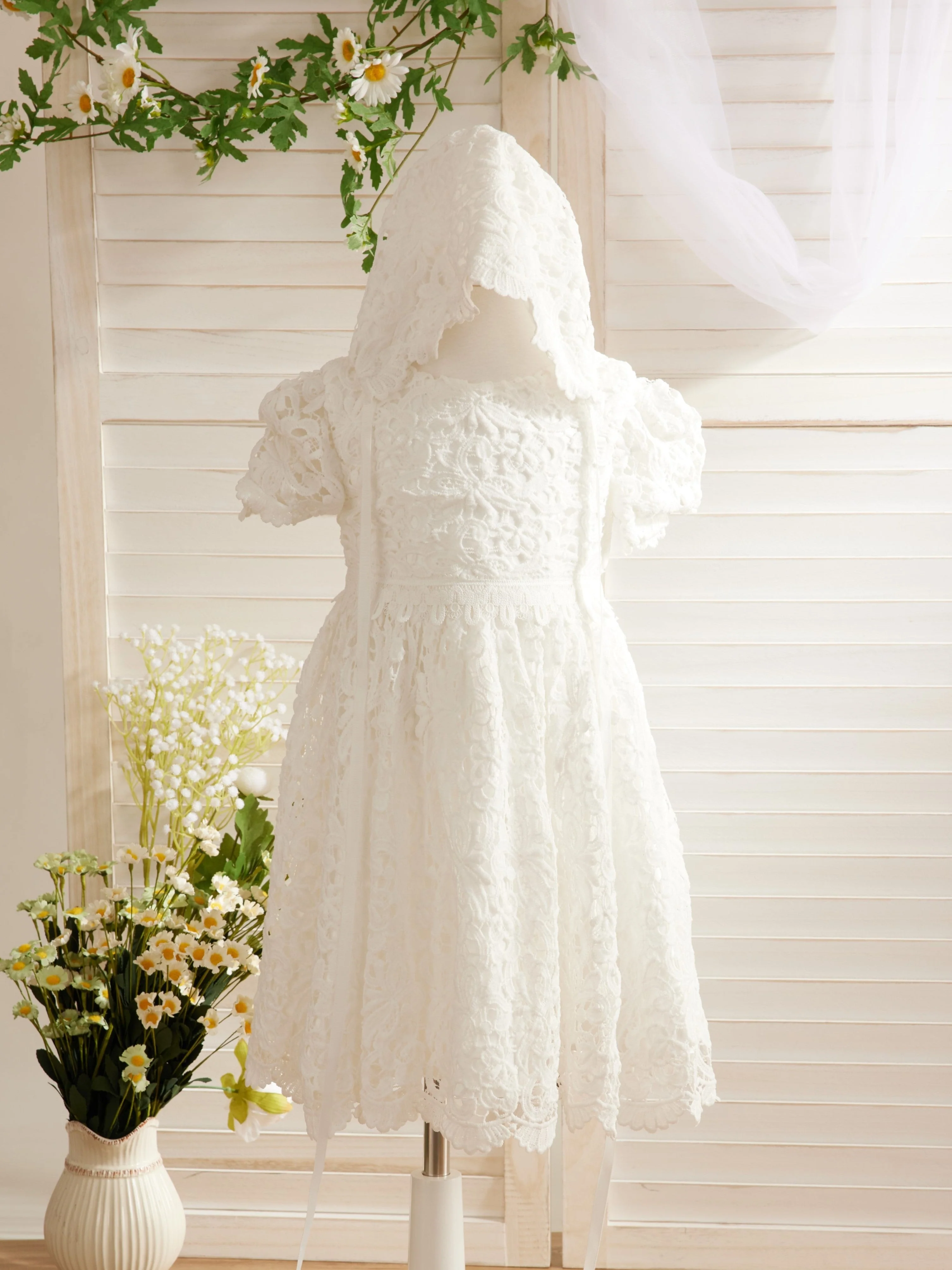 Lace Tea-length Ivory Christening Gowns - Image 2