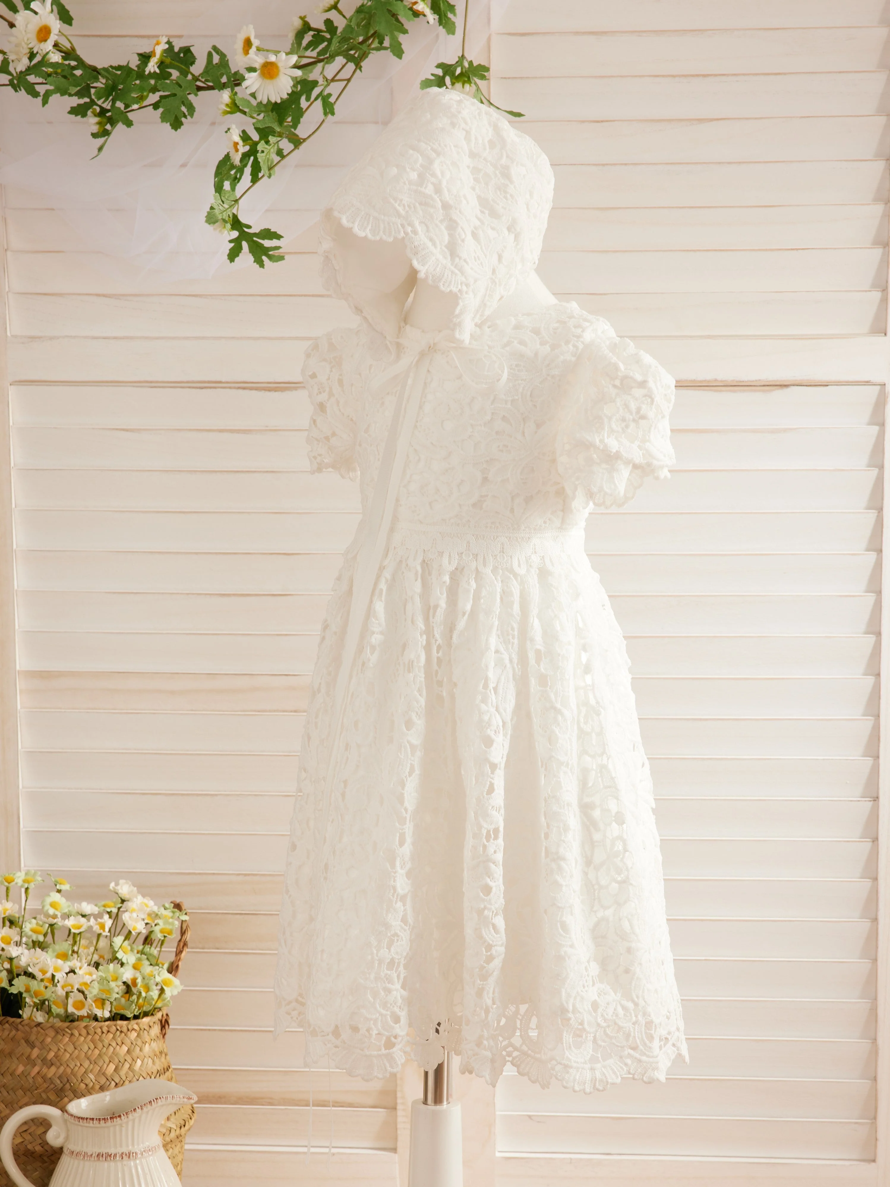 Lace Tea-length Ivory Christening Gowns - Image 3