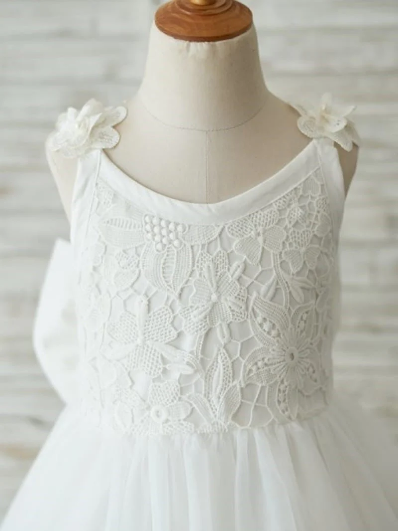 Lace Tulle Knee-length 3D Flower Girl Dress - Image 3